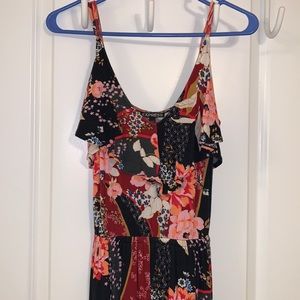 Floral maxi dress with ruffled top from Express